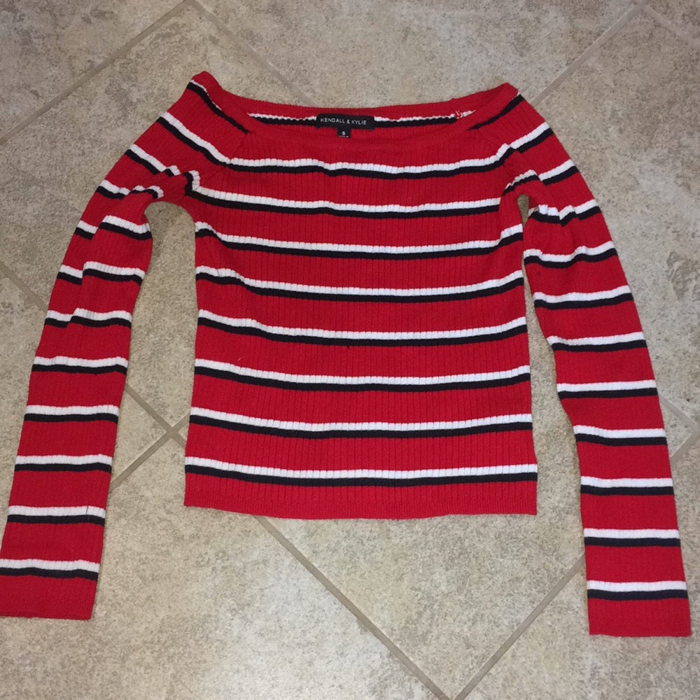 Fitted red striped Kendall Kylie shirt